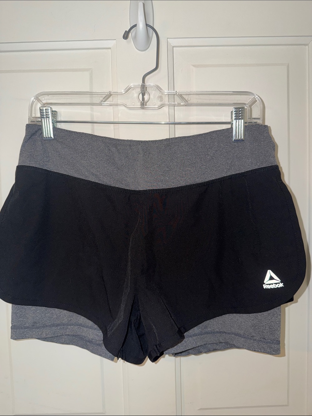 Reebok Black and Gray Women's Layered Athletic Shorts